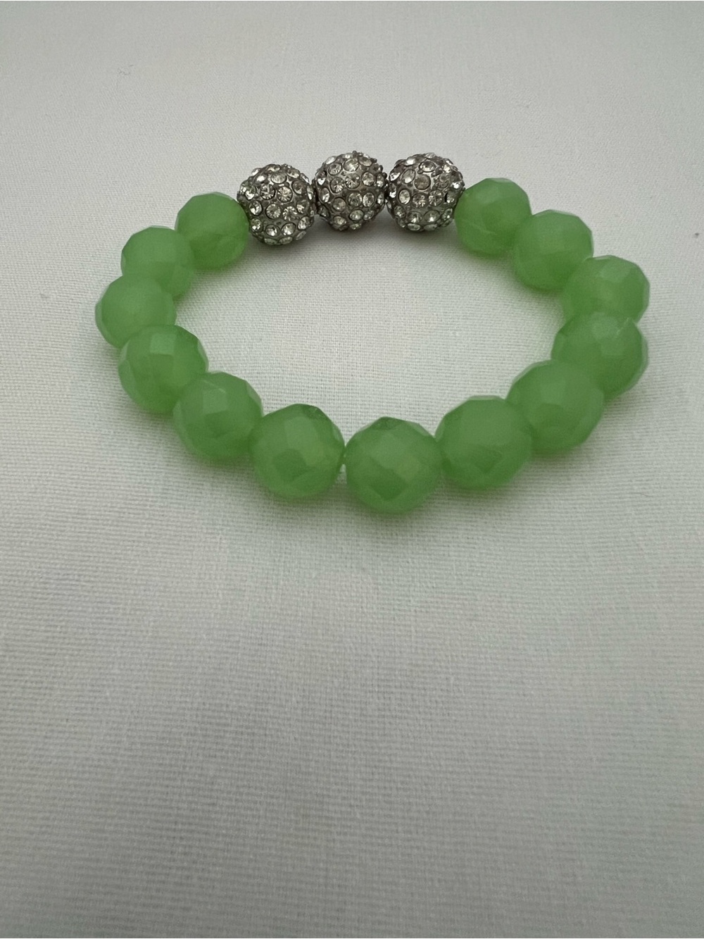 Green Faceted Bead Bracelet with Pave Accent Beads